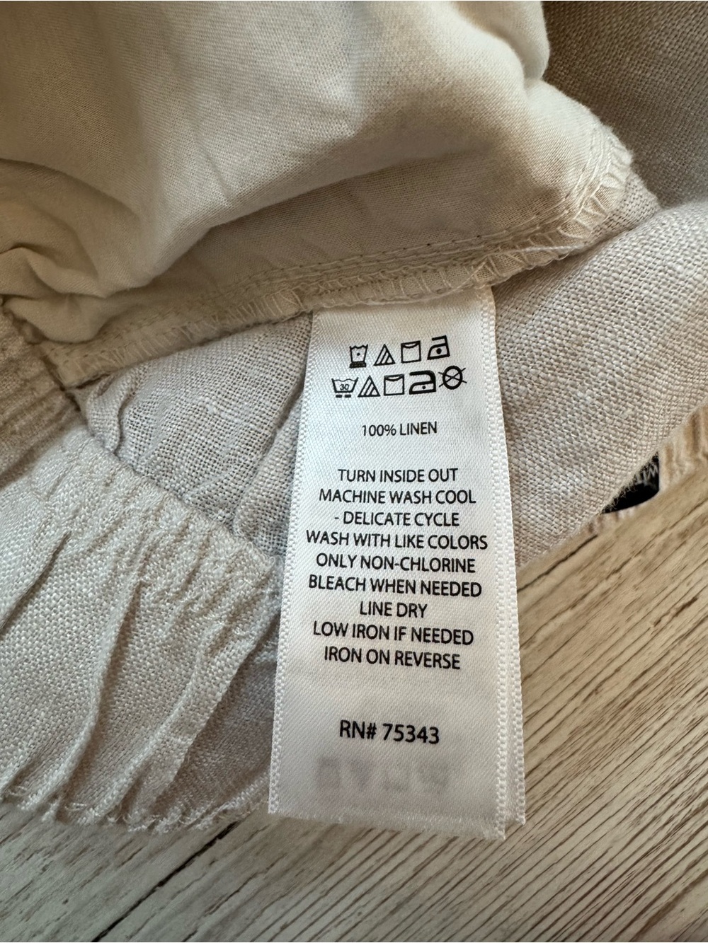 Tahari Wide Leg Elastic Waist Pull on Beige Linen Pants with Pockets S - Picture 6 of 10